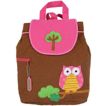 SHIPS NEXT DAY--Personalized Monogrammed Stephen Joseph Quilted Toddler Owl and Tree Girl Backpack--Free Monogramming--