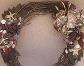 Handcrafted Wreath for any Season with Natural Supplies and Coastal Sea Life