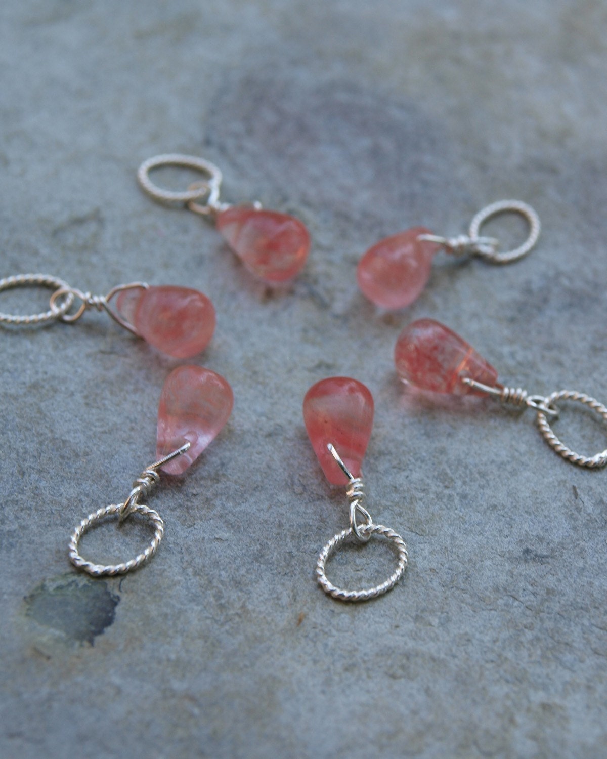 DIY Cherry Quartz Briolette Charm Pendant