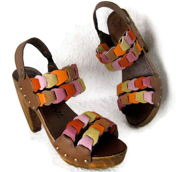 SALE Candy Link Shoe Wooden Platforms Clogs