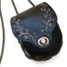 SALE Small Black Bag Molded Leather Tooled Flowers in Dusky Pink/Lilac iPhone Camera Bag
