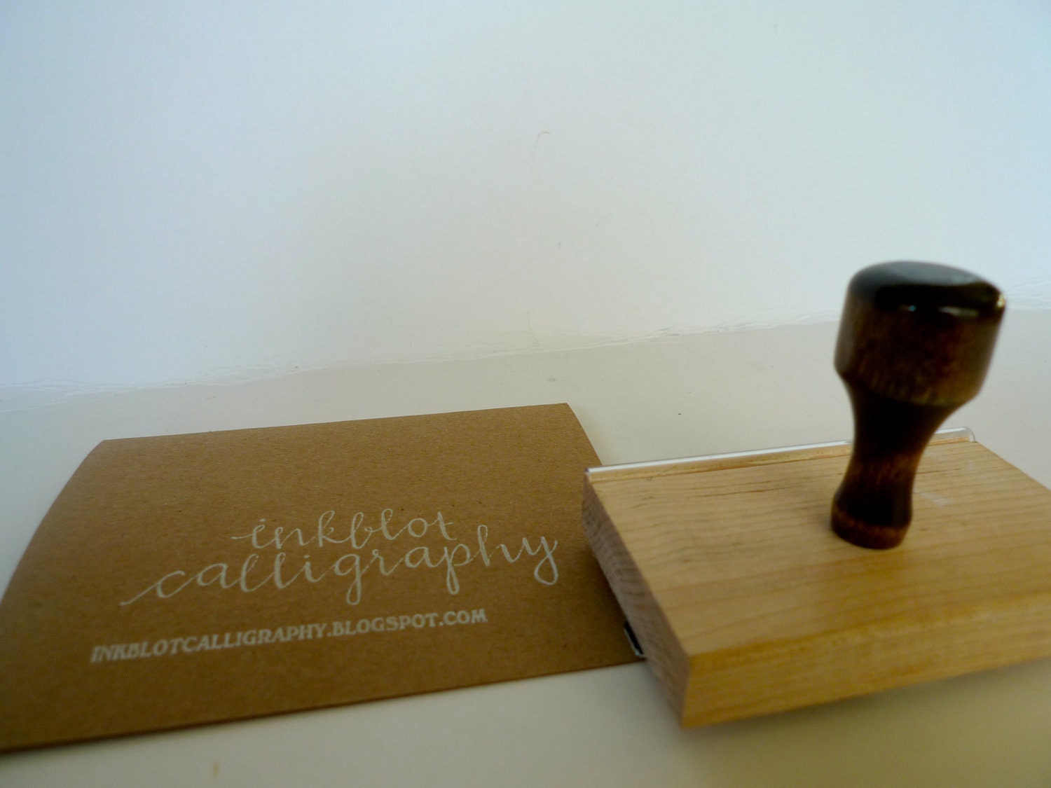 Custom Calligraphy Address Stamp - Wooden handle