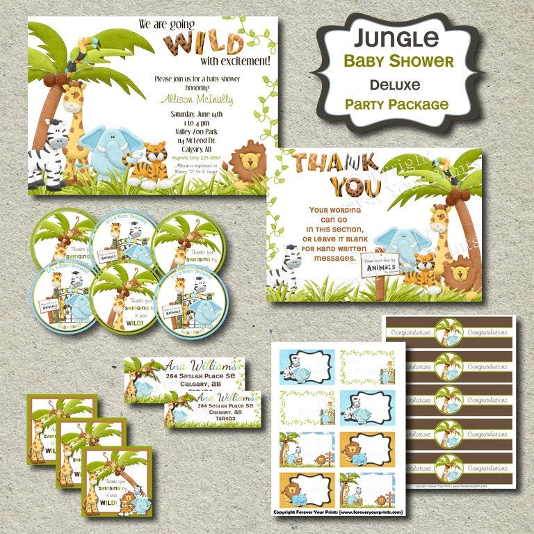 Jungle Baby Shower Party Package - You Print - DELUXE Package Il_570xn