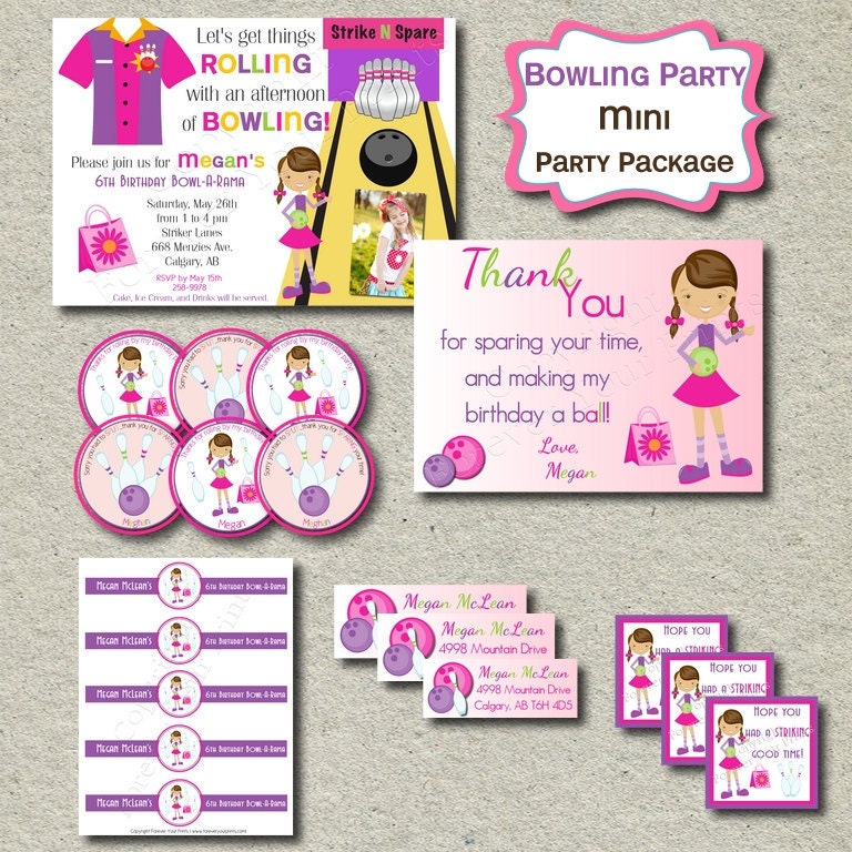 Bowling Birthday Party Package - Bowling Theme Birthday - You Print Il_570xn