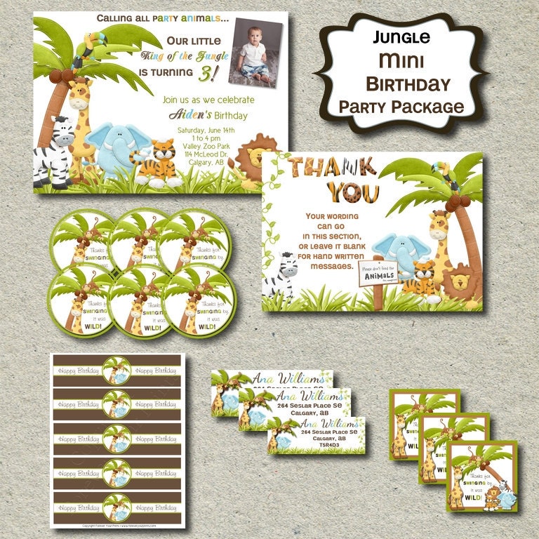 Jungle Birthday Party Package - Jungle Birthday Party - DIY Printables Il_570xn