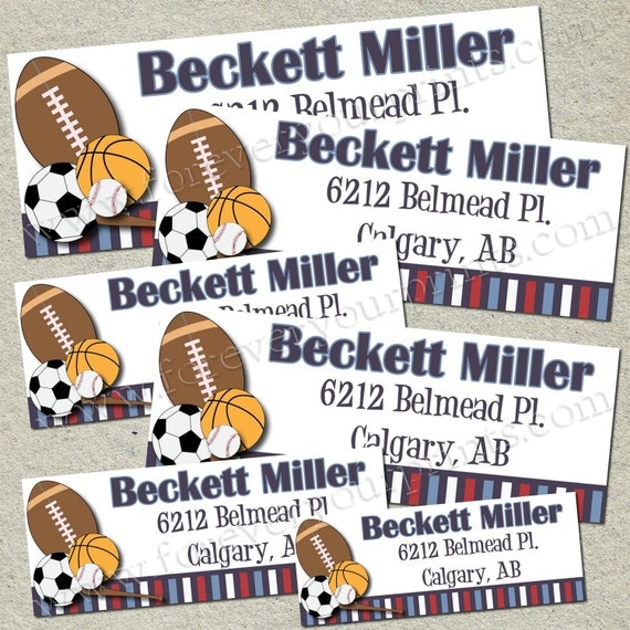 All Star Sports Theme Return Address Labels - DIY - Print Unlimited Copies Il_570xn
