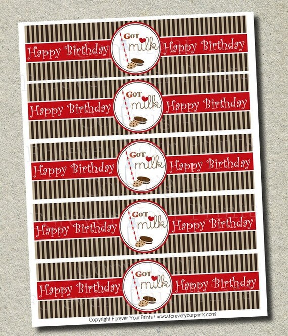 Milk and Cookies Water Bottle Wraps - Milk and Cookies Birthday - You Print Il_570xn