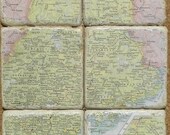 Maine Map Rustic Coasters, A SiX Pack
