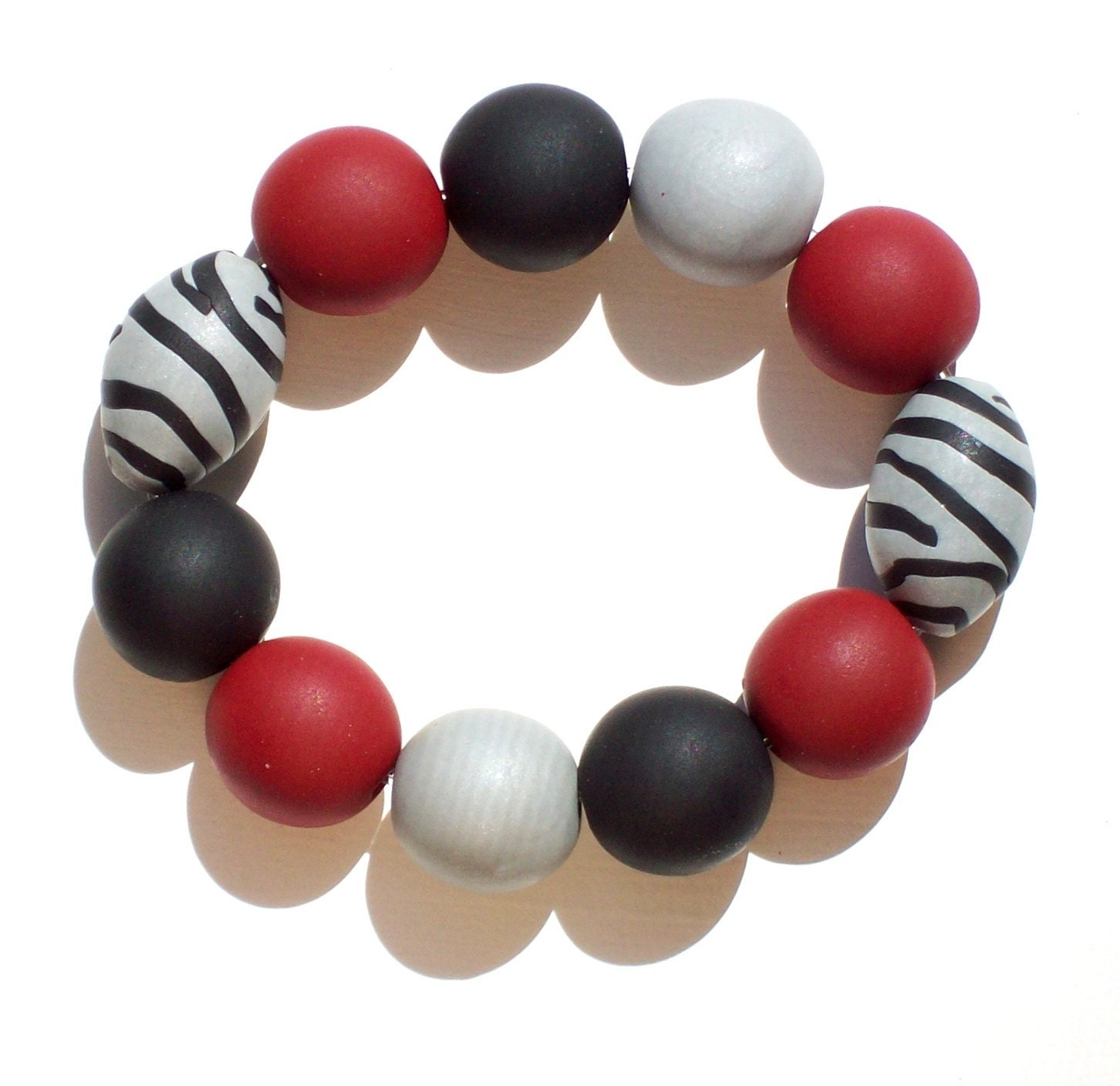 Gameday Bracelet w/ Crimson, Grey, Black Oversized Beads FREE SHIPPING