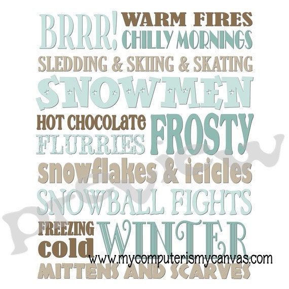 JANUARY or Winter Subway Art - Printable INSTANT DOWNLOAD