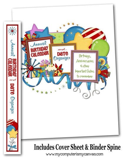 Perpetual Birthday & Annual Dates Calendar Printable INSTANT DOWNLOAD