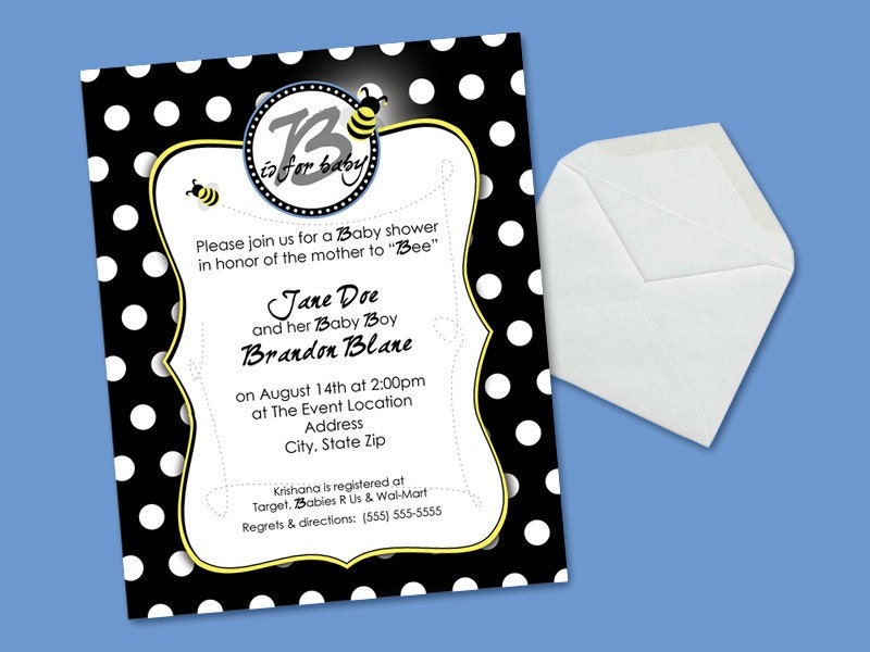 Invitations - Bee Is For Baby - DIY Printable
