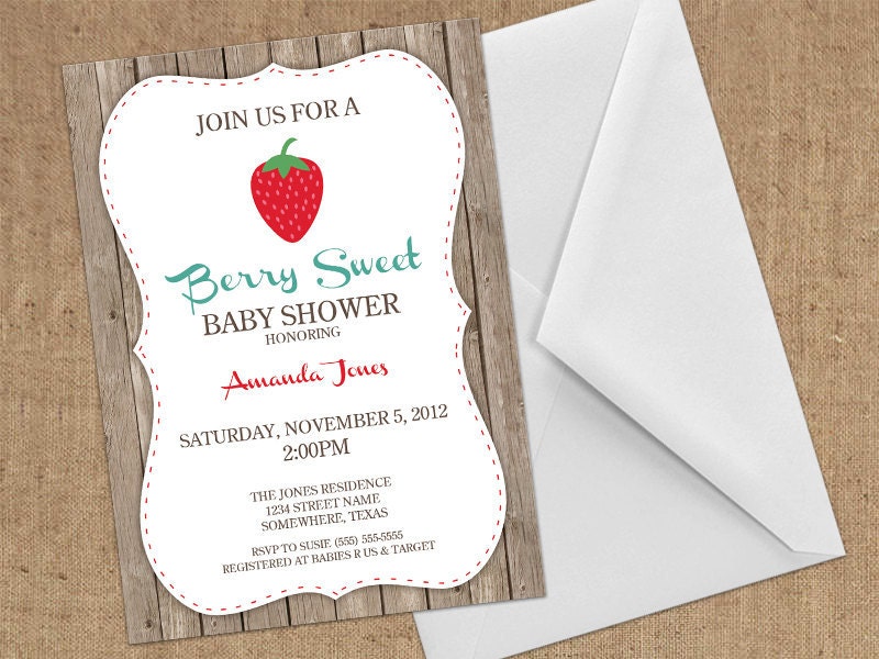 Invitations - Strawberry - DIY Printable