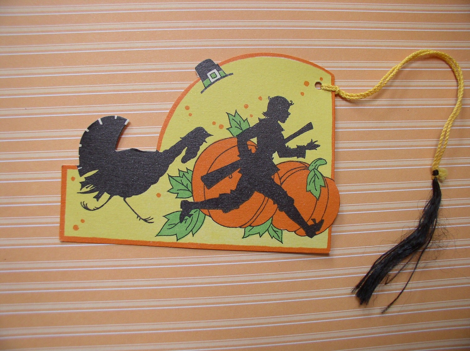 Vintage Thanksgiving Tally Card Bridge Turkey Pumpkins