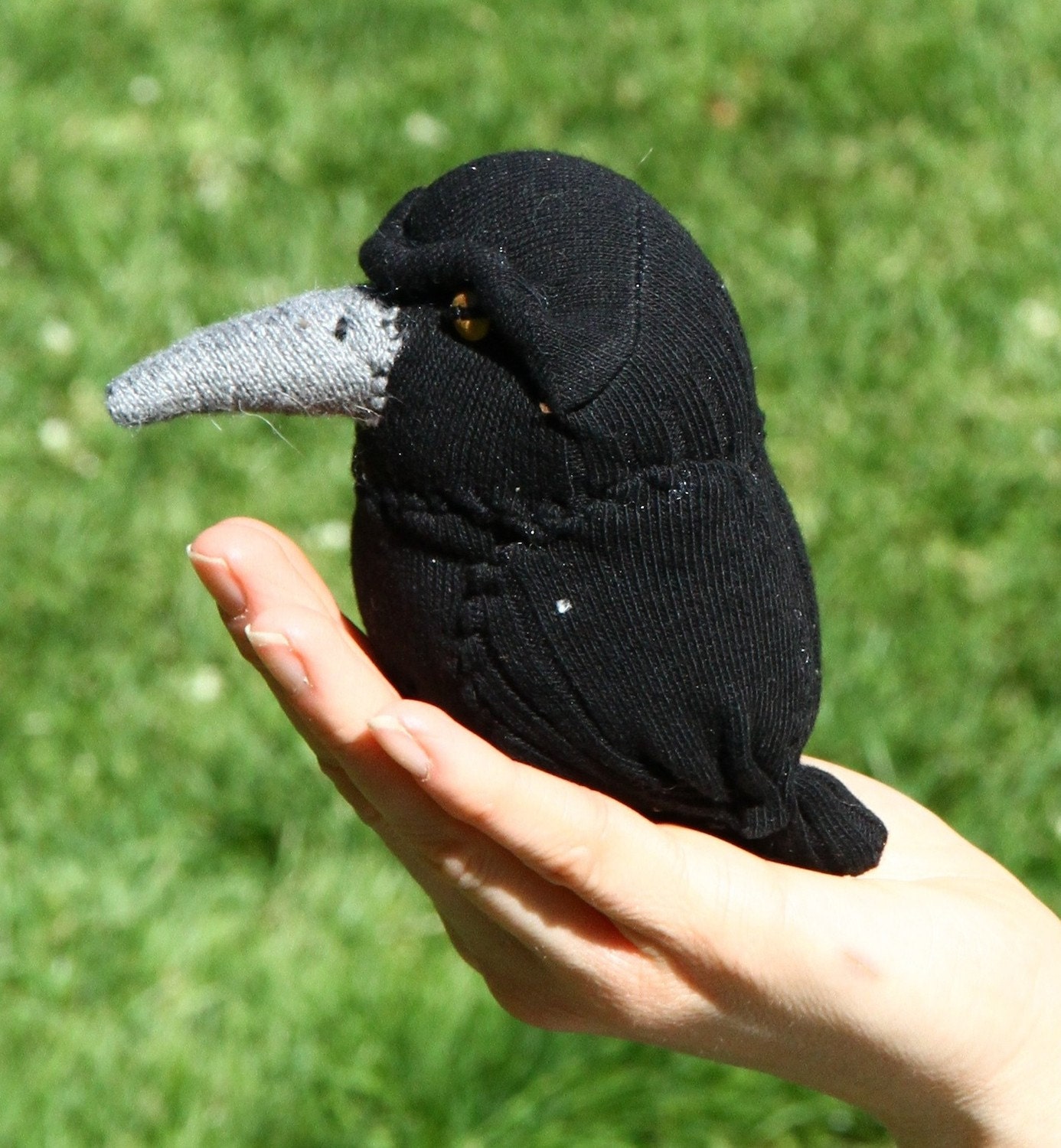Sock Crow (with black wings) made to order by POST STREET