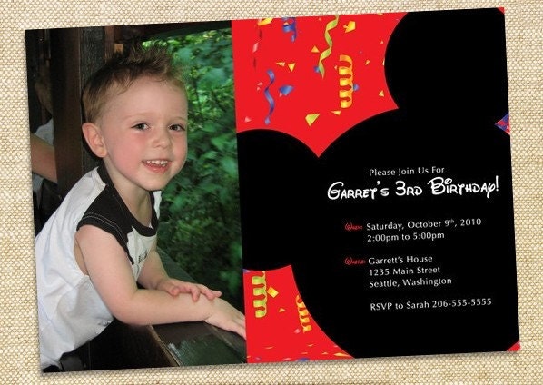 Mickey or Minnie Mouse Birthday Invitation - digital file Il_170x135
