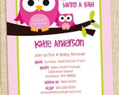 Owl Baby shower invitation - set of 12 Il_170x135
