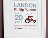 8 x 10 - Custom Birth Announcement Print - Tricycle Wall art Il_170x135