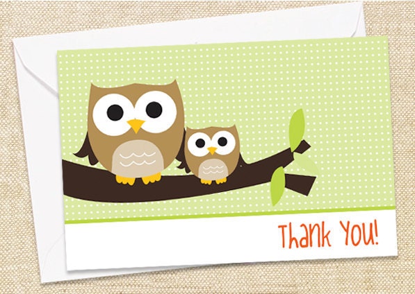 Owl Thank You Cards - set of 12 Il_170x135