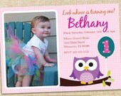 Owl Birthday Invitation GIRL - Custom photo you print Il_170x135