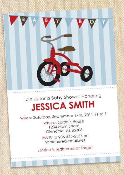Tricycle Baby shower invitations - SET OF 12 Il_170x135