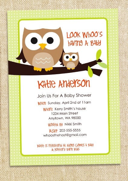 Owl Baby shower invitation - set of 12 Il_570xn