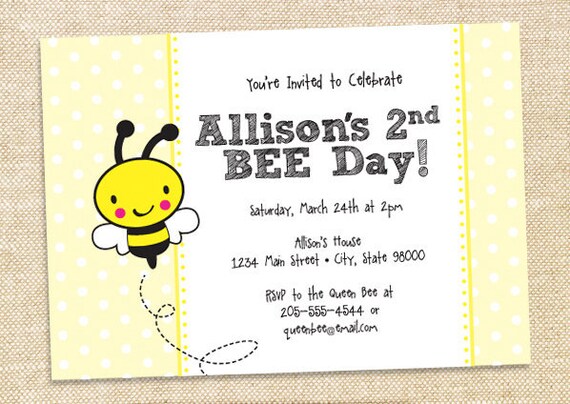 Bee Birthday invitations - set of 12 Il_570xn