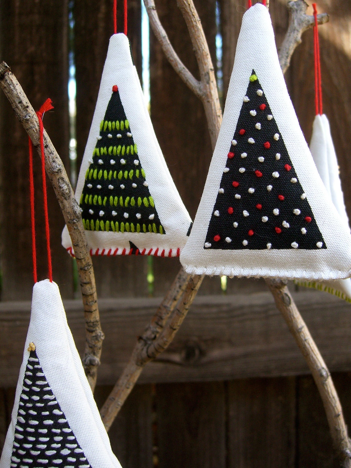 Set of 4 Balsam Fir Christmas Tree Ornaments