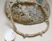 Shell Hemp Necklace Hand Wire Wrapped Natural Clam Shell Pendant. Gift for Her. hemp jewelry ocean sea Eco Friendly Organic OOAK HHM