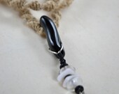 Hemp Necklace Long. semi precious Onyx stone pendant wire wrapped. Organic Hemp. Handmade Jewelry. Men Man Woman Ready to Ship HHM
