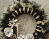 New Orleans Saints and Music Tu-Tu Wreath- Monogram J- Can be Customized