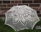 30"  Ivory cream Lace Pineapple Crochet UMBRELLA PARASOL, Photo Prop, Mothers Day Wedding- Made in USA