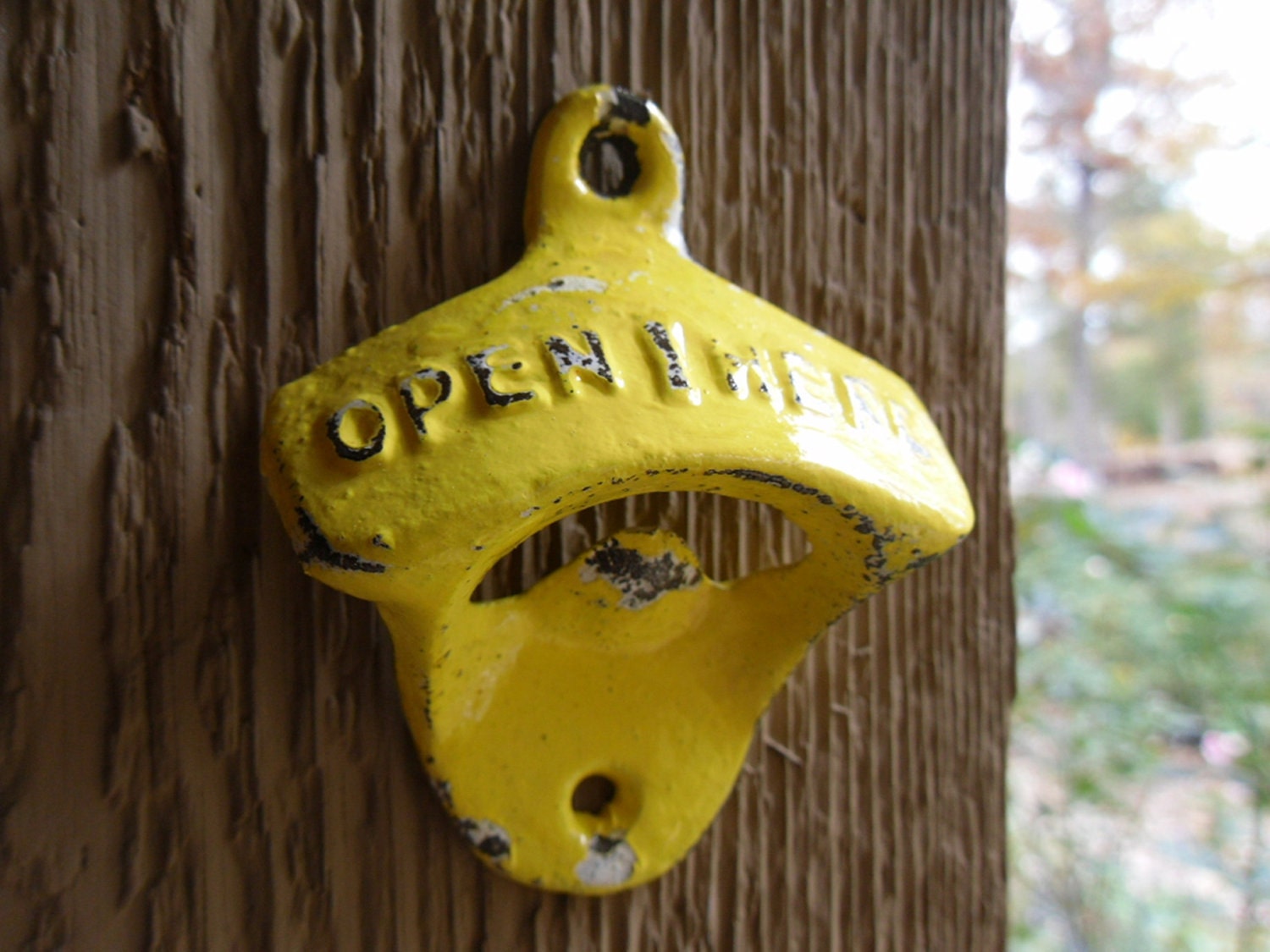 Yellow Bottle Opener / Cast Iron /Vintage Inspired / Mancave /Kitchen Decor / - Theshabbyshak