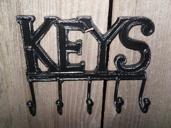 Key Rack/  Rustic Black /Metal wall hook / Key Hanger / Car Keys / House Keys / Shabby Chic Decor