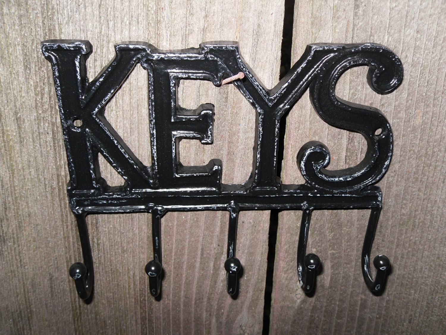 Key Rack/  Rustic Black /Metal wall hook / Key Hanger / Car Keys / House Keys / Shabby Chic Decor