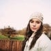 Crocheted Ski or Snowboarding Headband with Flower in Soft Wheat