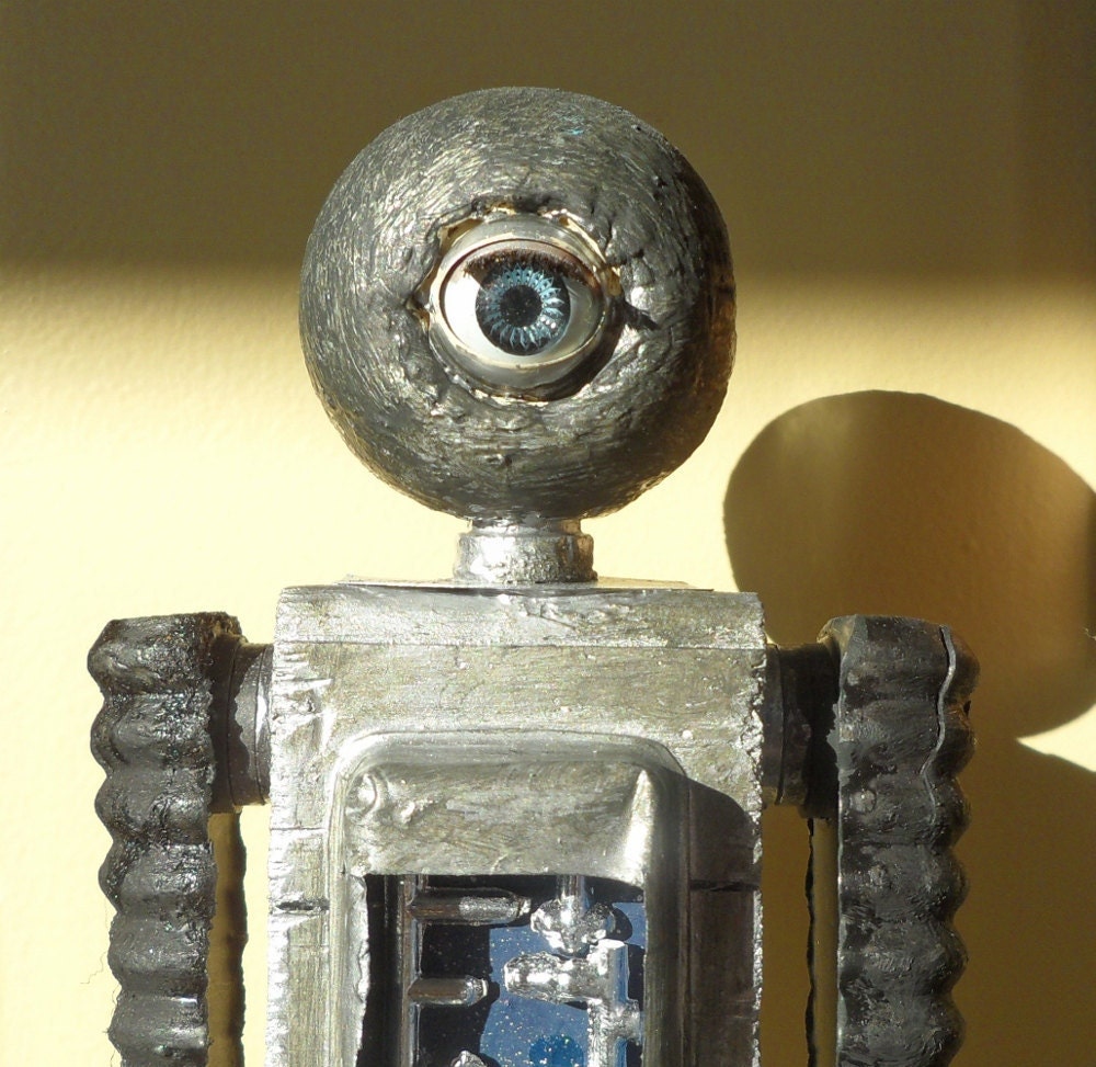 one eyed robot toy by osborneoddities on Etsy