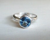 Swiss Blue Topaz And Sterling Silver Ring Size 7.