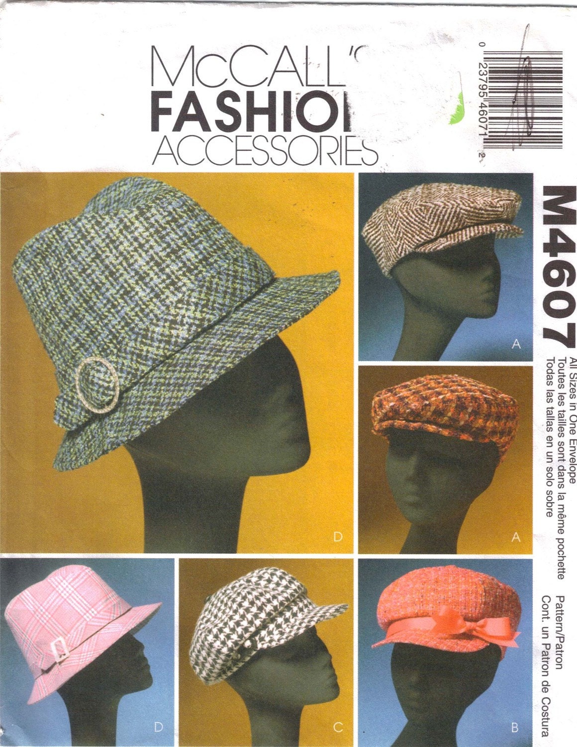 McCalls 4607 Pattern for Hats in 4 Styles