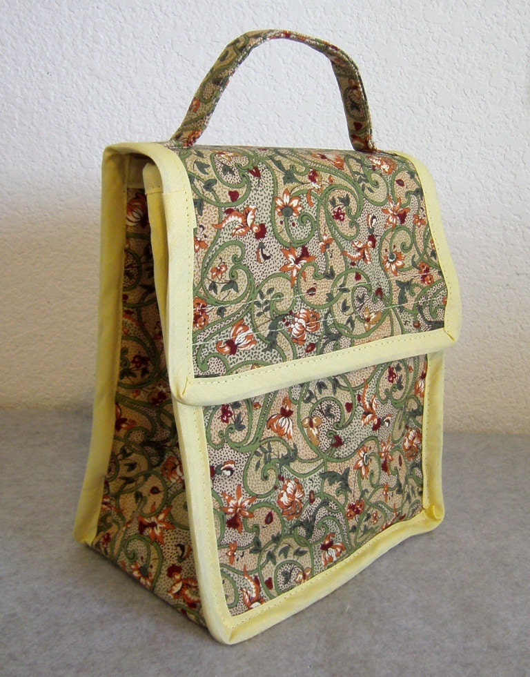 Insulated Lunch Bag - Green Floral