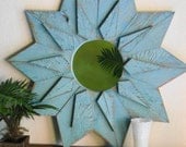 Aqua Turquoise Blue Starburst Mirror by Castawayshall- 36 inches