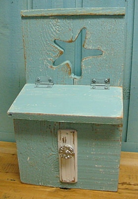 Mailbox Wedding Card Box Turquoise Weathered Wood Beach House Style