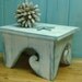Waves Step Stool Footstool Bench White Turquoise Ocean Beach House