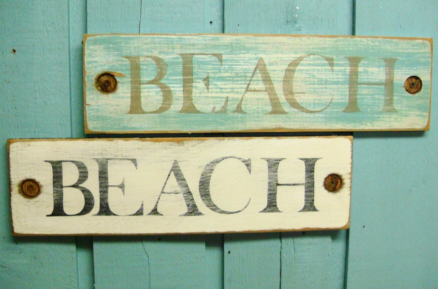 Beach Signs On Wood