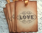 LOVE Tags Vintage Inspired Elegant Scrolls