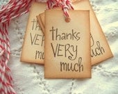 Small THANK YOU Tags - Vintage Inspired Hand Aged with Red White Baker's Twine 8
