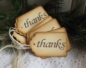 THANK YOU Tags, Script and Vintage Style, Brown and Cream