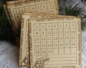 Calendar Cards- Vintage inspired, brown, cream, manila