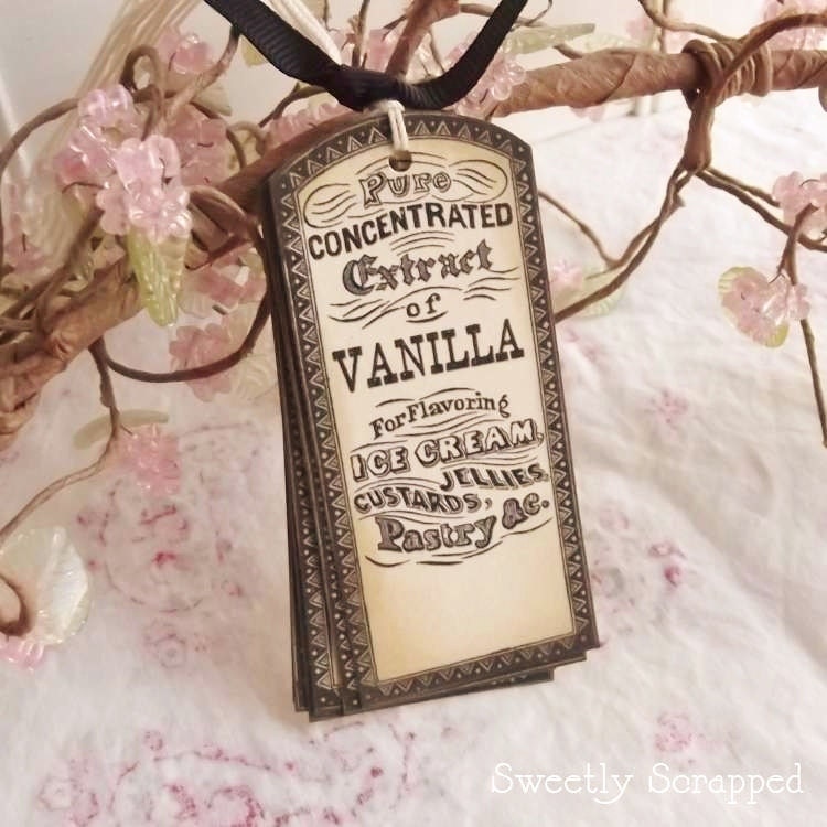 Vintage Label, Vanilla Extract, Baking Tags Vintage (Black Ink, Aged) 8 - SweetlyScrappedArt