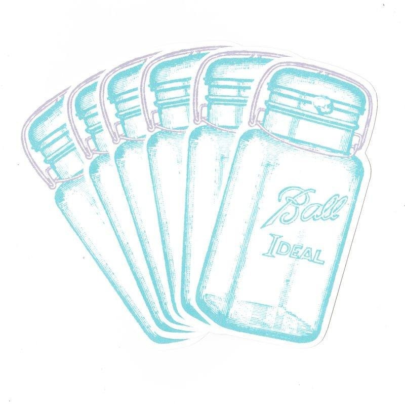 Large Blue Mason Jar Cards with logo, Vintage Logo, blue, teal, aqua